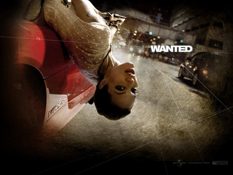 Woman hanging from car in Wanted movie