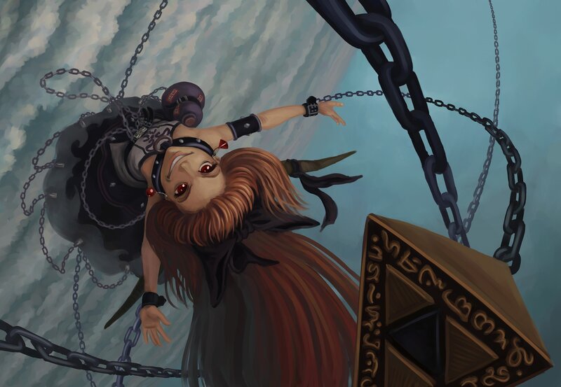 Woman Hanging from Chains — Brown