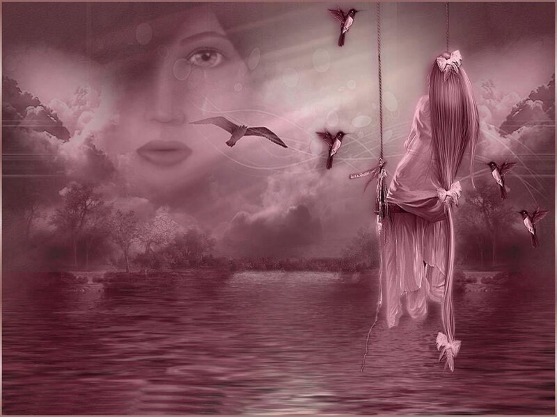 Woman Hanging from Rope — Purple