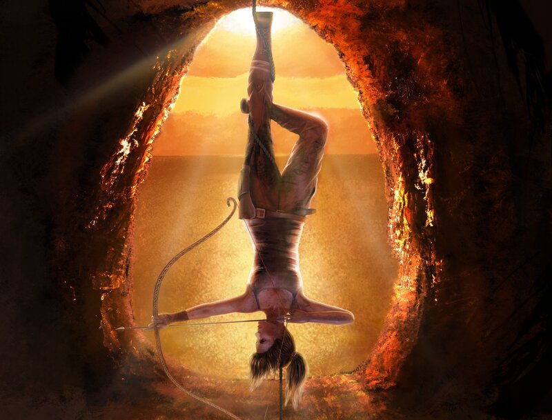 Woman Hanging Upside Down — Orange