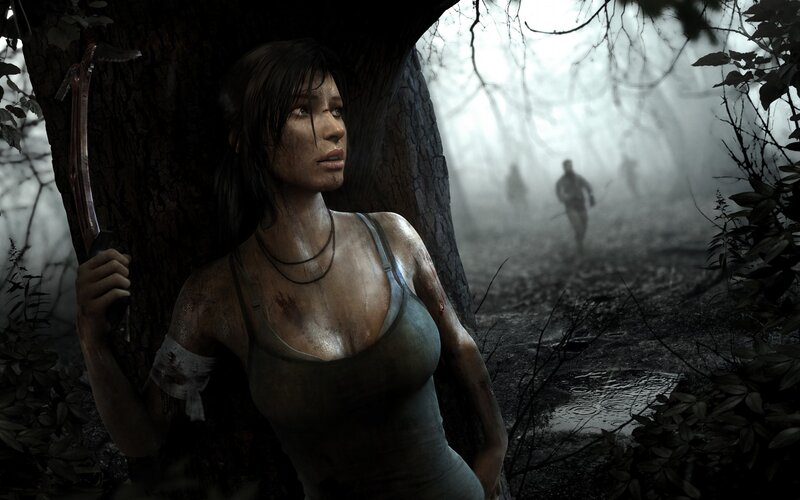 Woman Hiding in Forest — Gray