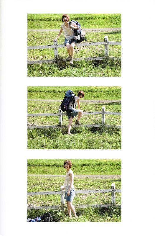 woman hiking in a field