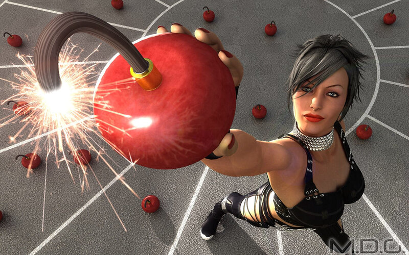 woman holding a bomb