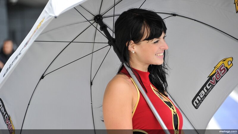 Woman holding a branded umbrella