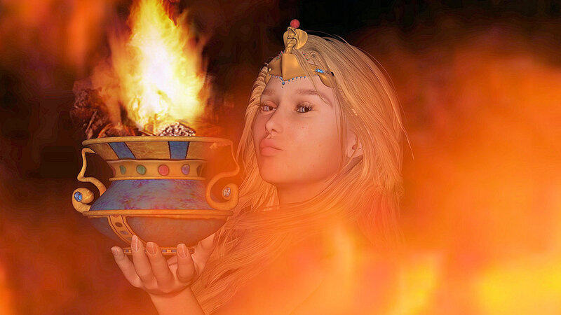 Woman Holding a Brazier