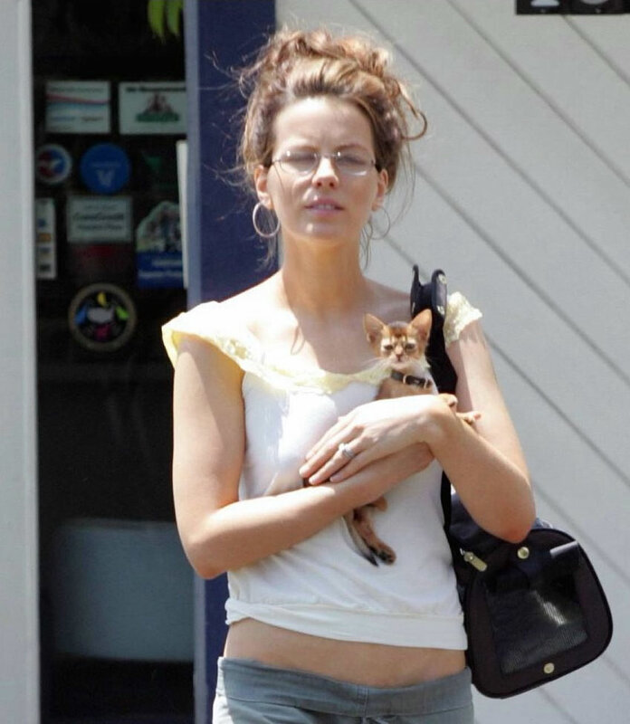 Woman holding a cat