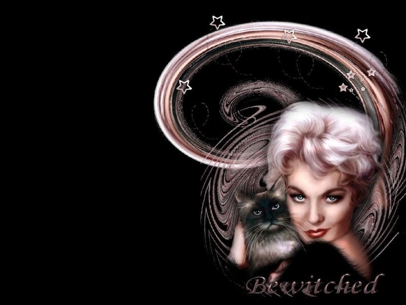 Woman Holding a Cat — Black, Dramatic