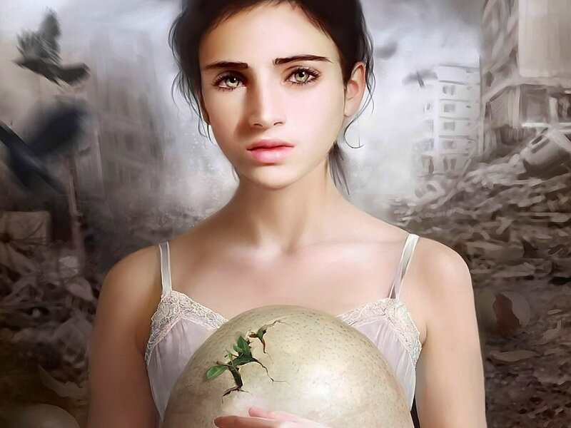 woman holding a cracked egg