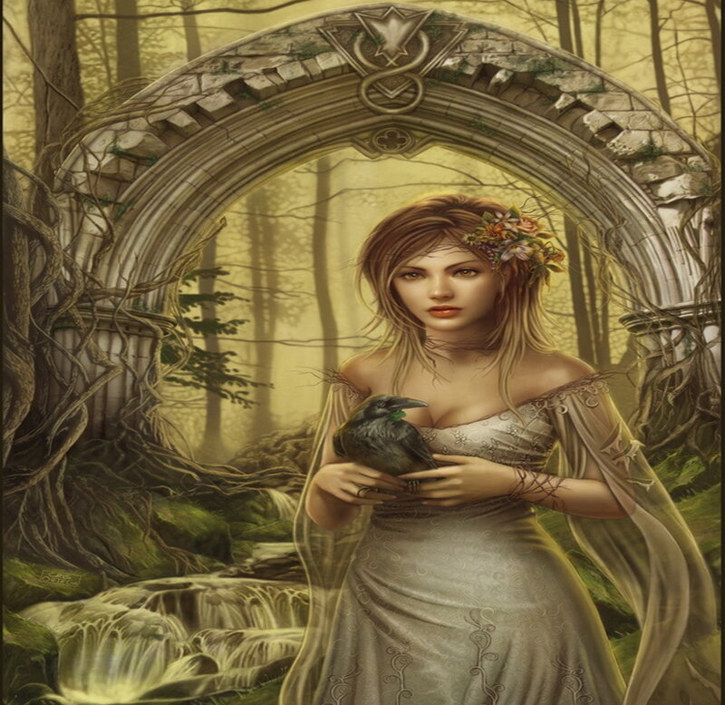 Woman Holding a Crow