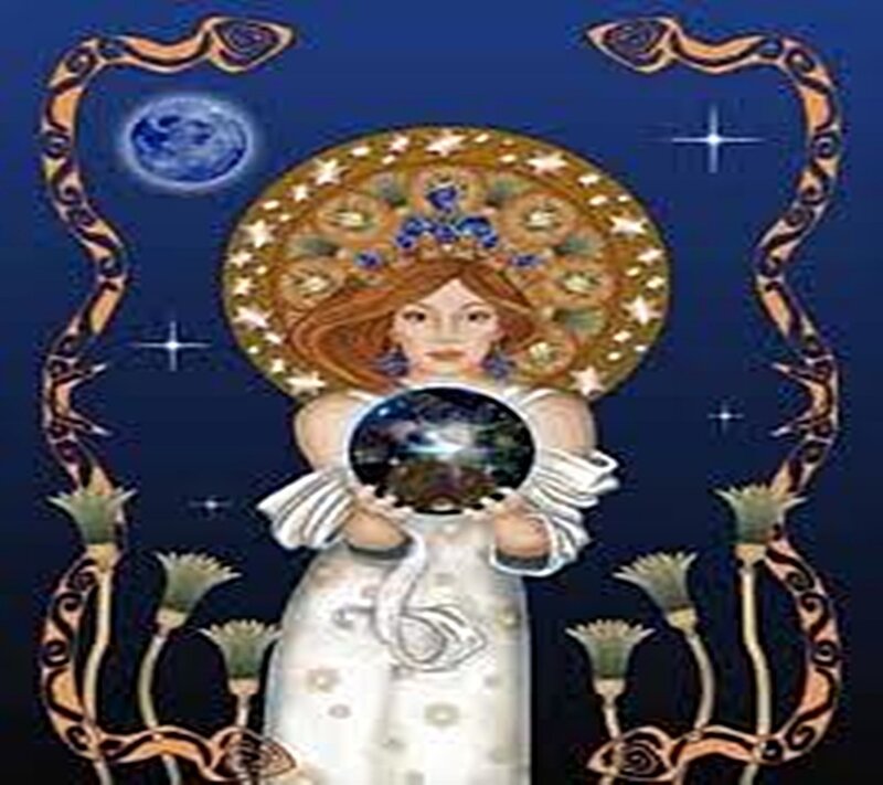 woman holding a crystal ball