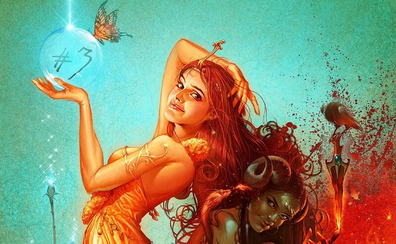 Woman Holding a Crystal Ball — Teal