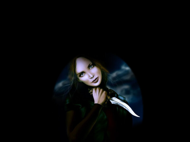 Woman Holding a Dagger — Black, Dramatic
