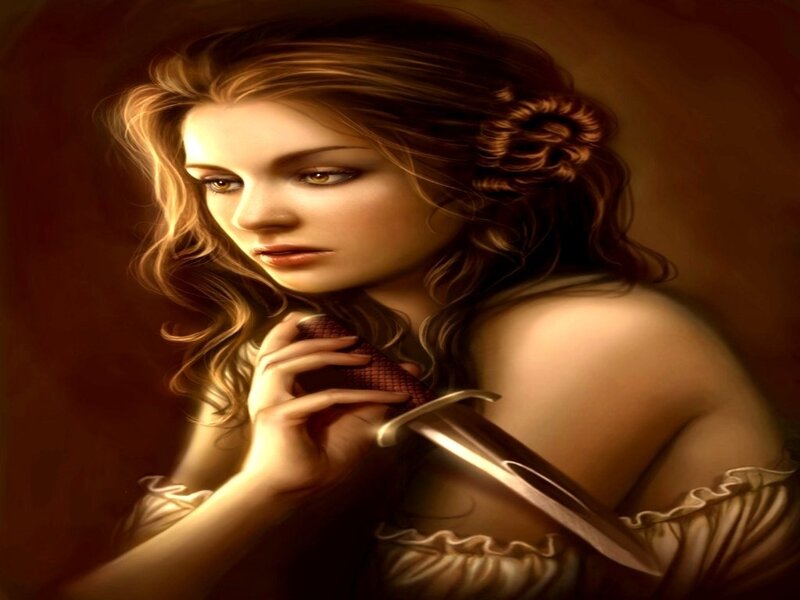 woman holding a dagger
