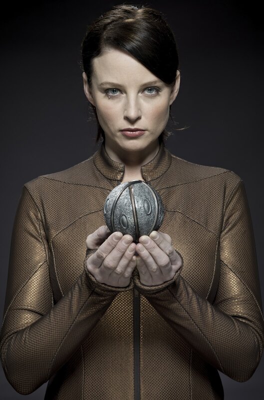 Woman holding a device