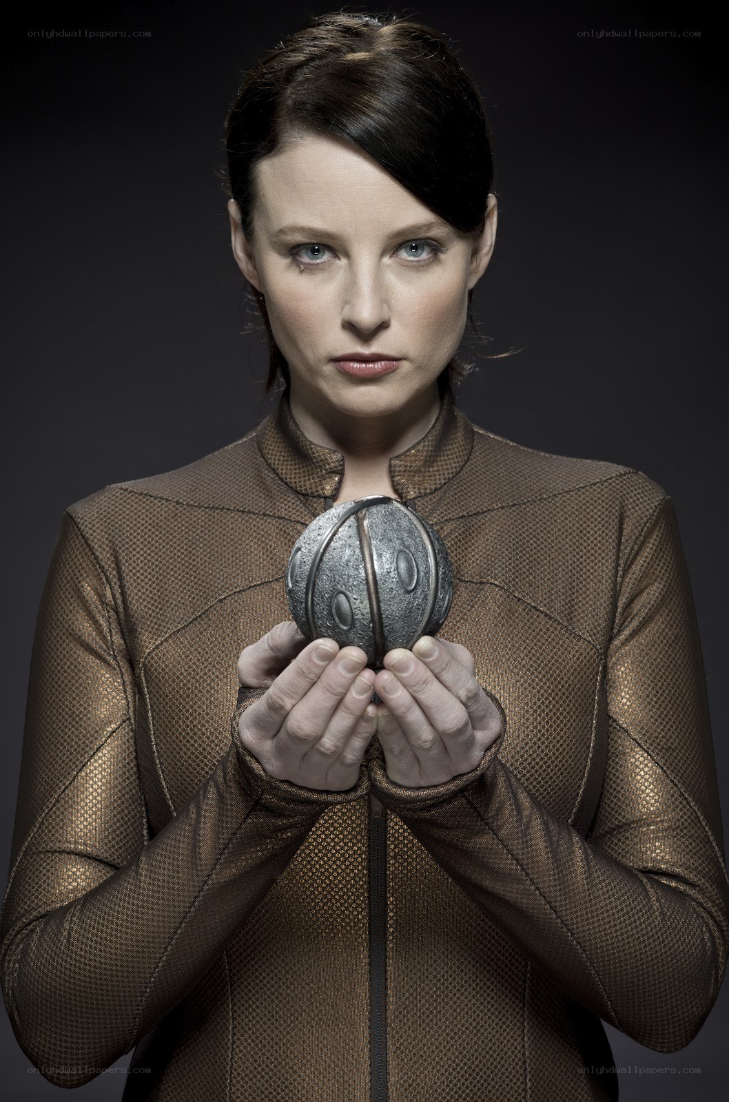 Woman holding a device