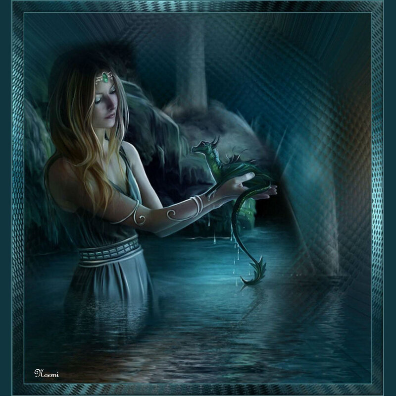 Woman Holding a Dragon — Blue