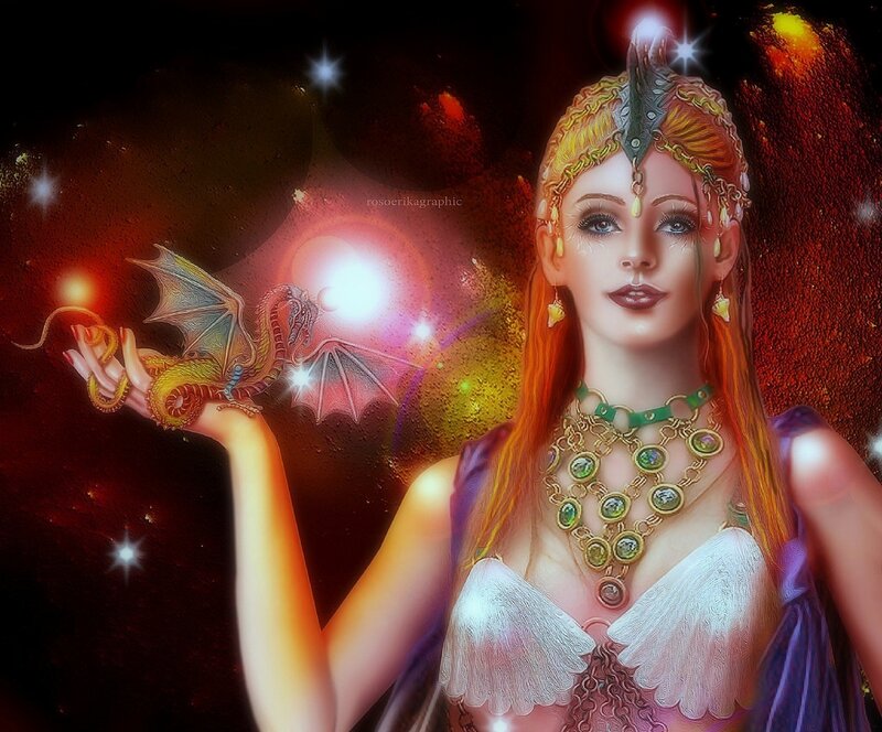 Woman Holding a Dragon — Purple