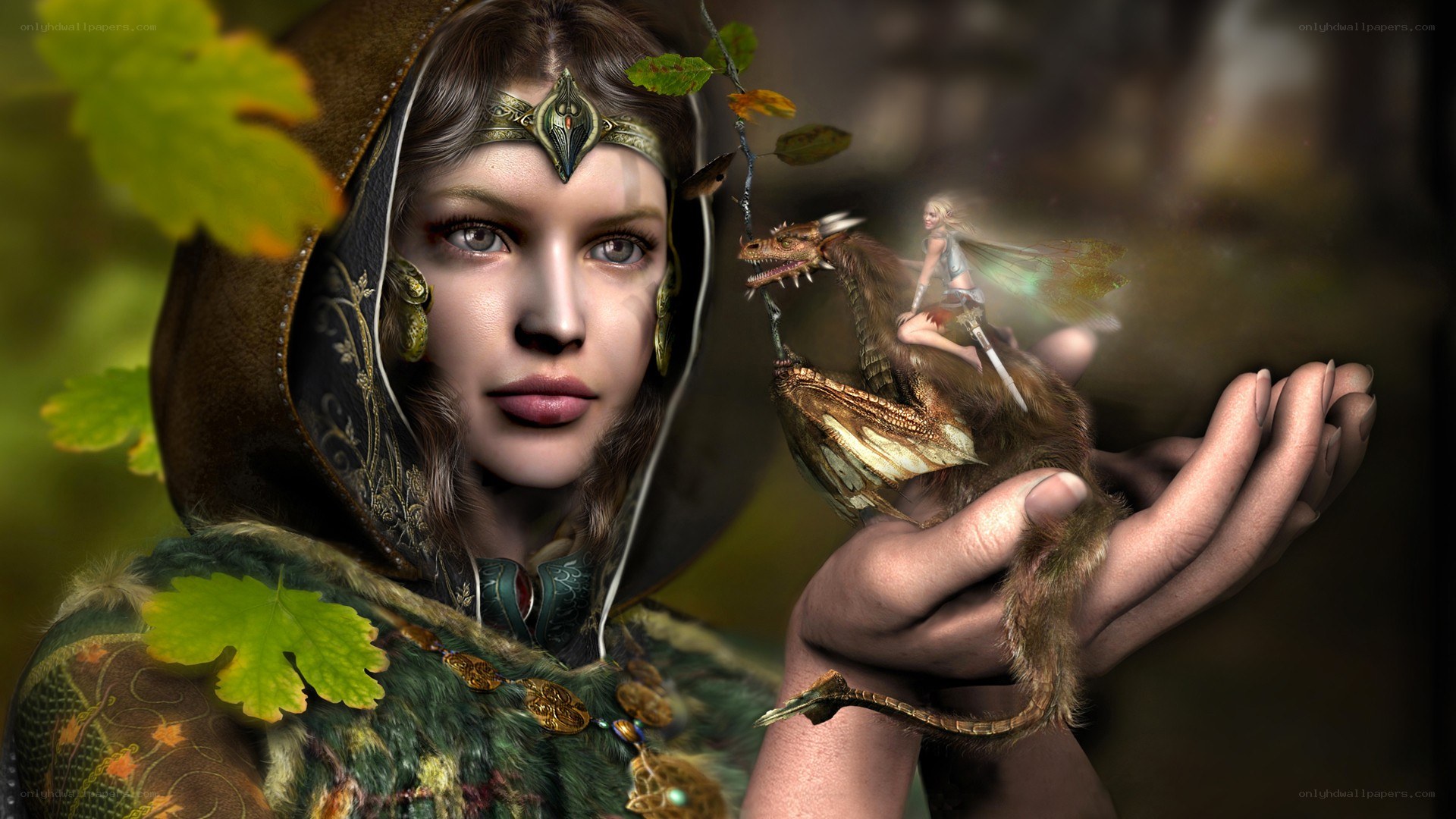 woman holding a dragon