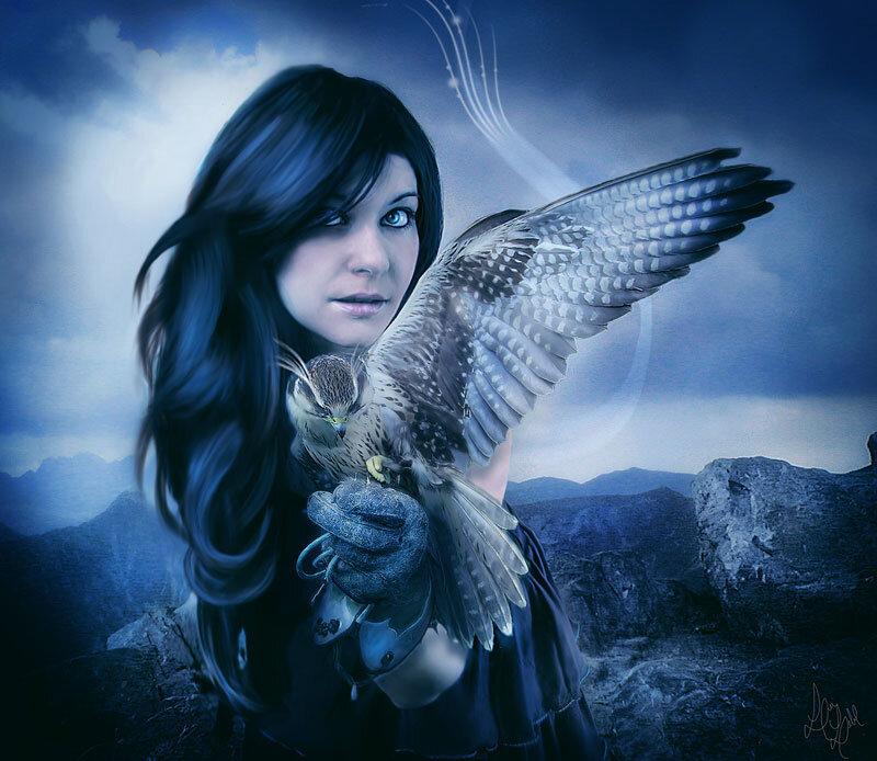 Woman Holding a Falcon