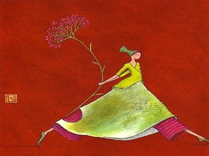 woman holding a flower