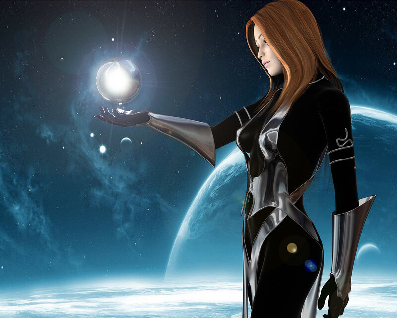woman holding a glowing orb