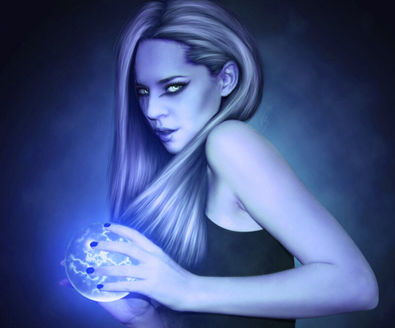 woman holding a glowing orb