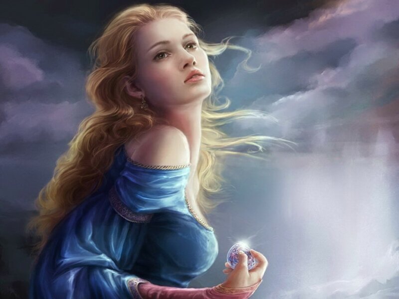 woman holding a glowing orb
