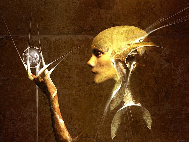 woman holding a glowing orb