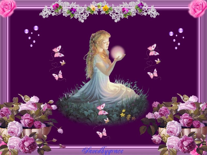Woman Holding a Glowing Orb — Purple