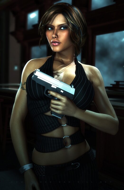 woman holding a gun