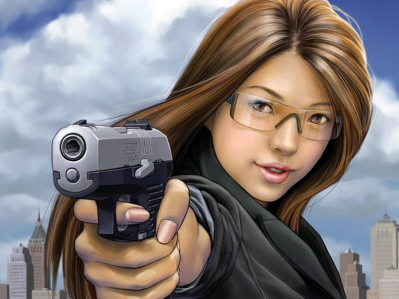 woman holding a gun