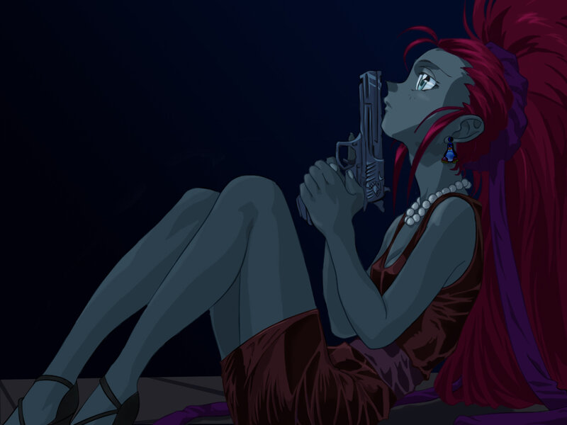 woman holding a gun