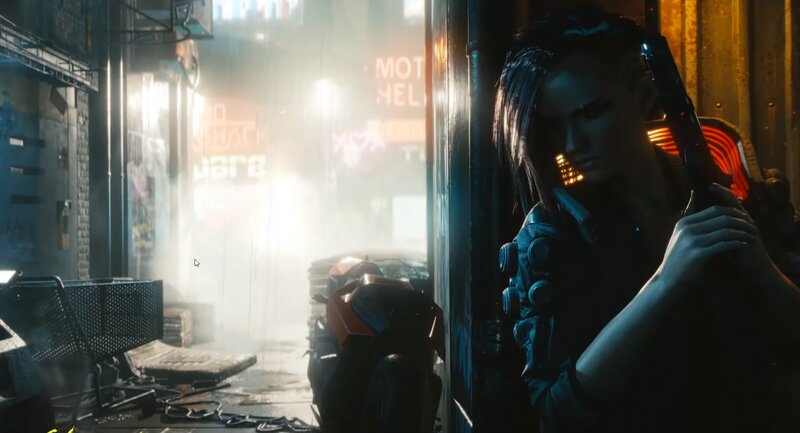 Woman Holding a Gun — Black, Dark, Tense, Night, 3d Render, Neon Signs