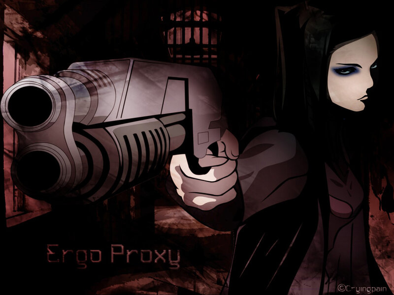 Woman Holding a Gun — Black, Dramatic, Night, Anime, Hooded Cloak