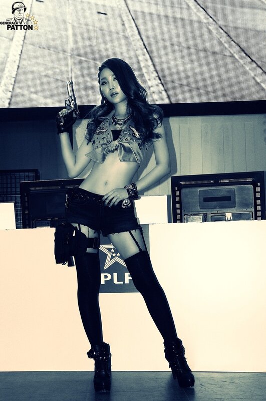 Woman Holding a Gun — Black, Dramatic, Photograph, Shorts, Tights