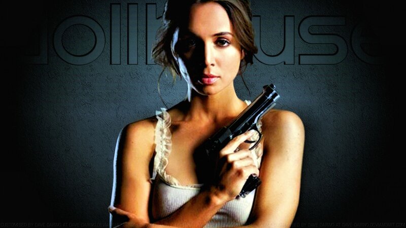 Woman Holding a Gun — Black, Dramatic, Photograph, Text