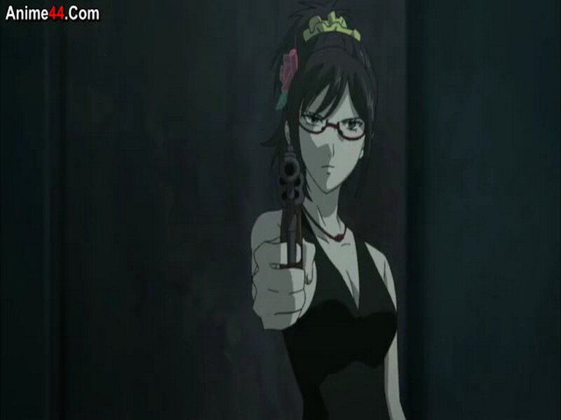 Woman Holding a Gun — Black, Serious