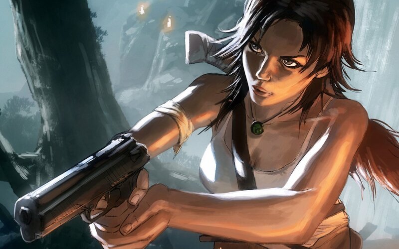 Woman Holding a Gun — Brown, Dramatic, Digital Art, Jungle
