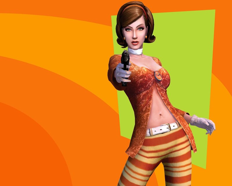 Woman Holding a Gun — Orange, Confident