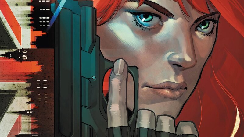 Woman Holding a Gun — Red, Dramatic, Comic