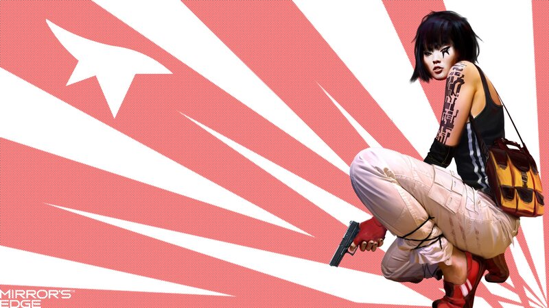 Woman Holding a Gun — Red, Dramatic, Digital Art, Tattoo