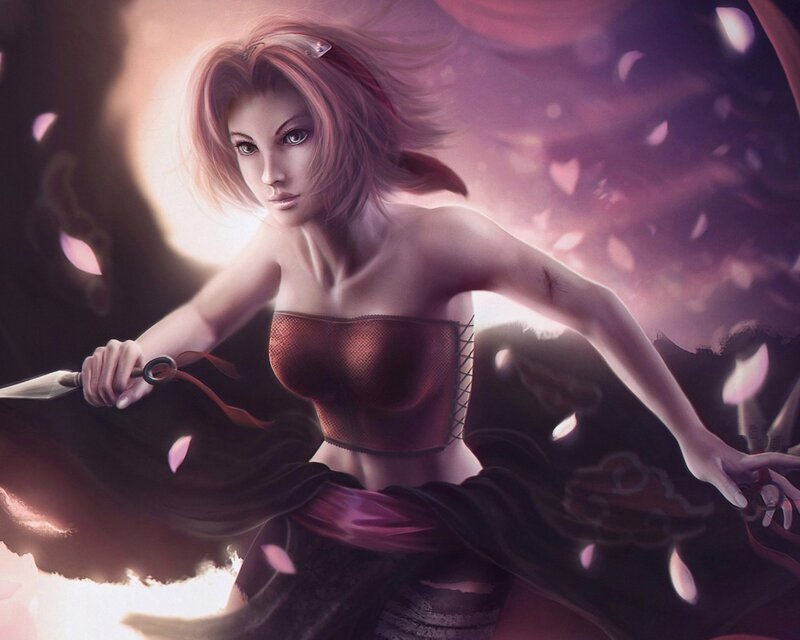 Woman Holding a Knife — Purple, Dramatic