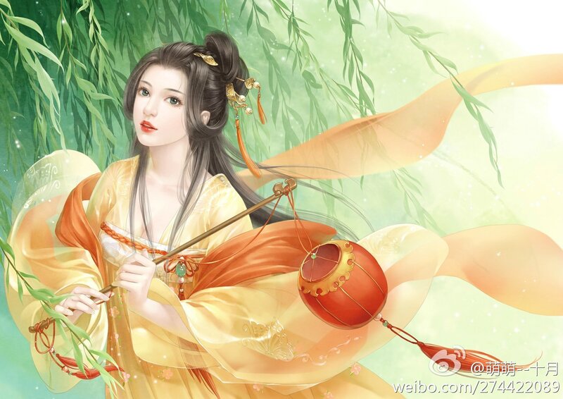 Woman Holding a Lantern — Yellow