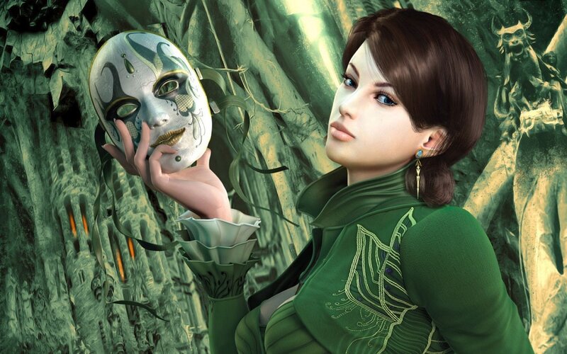woman holding a mask