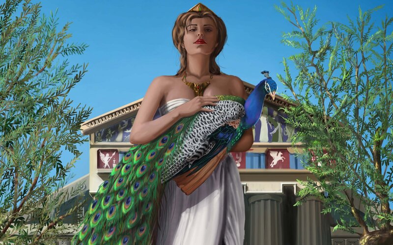 Woman Holding a Peacock