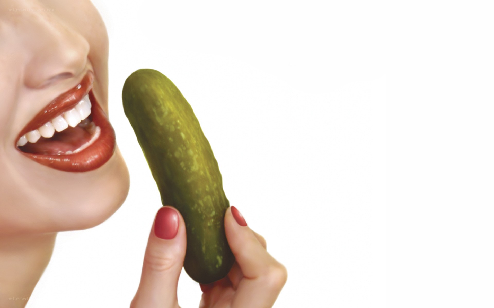 woman holding a pickle