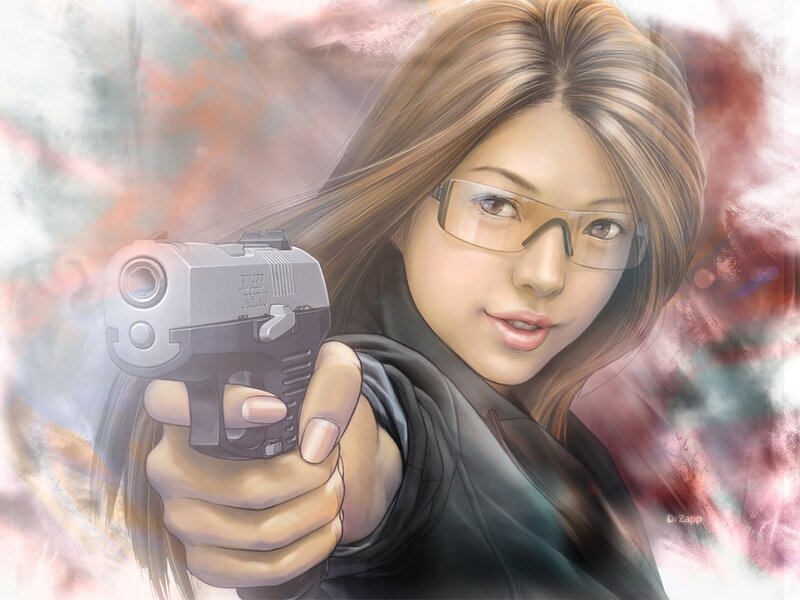 Woman holding a pistol