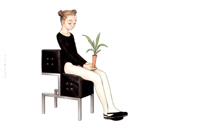 woman holding a plant