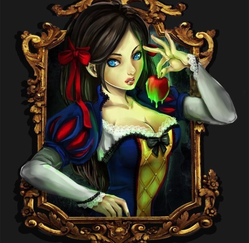 Woman Holding a Poisoned Apple — Blue
