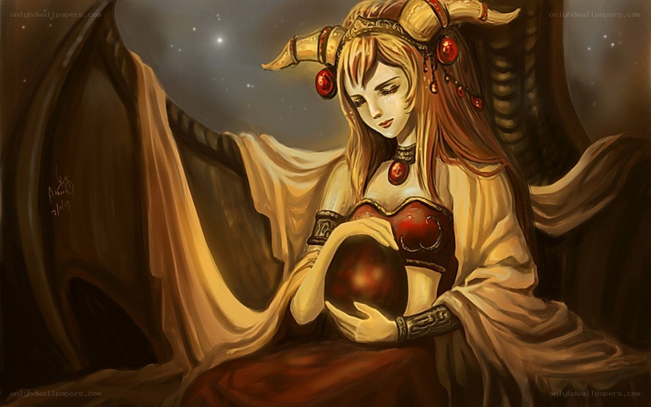 woman holding a red orb